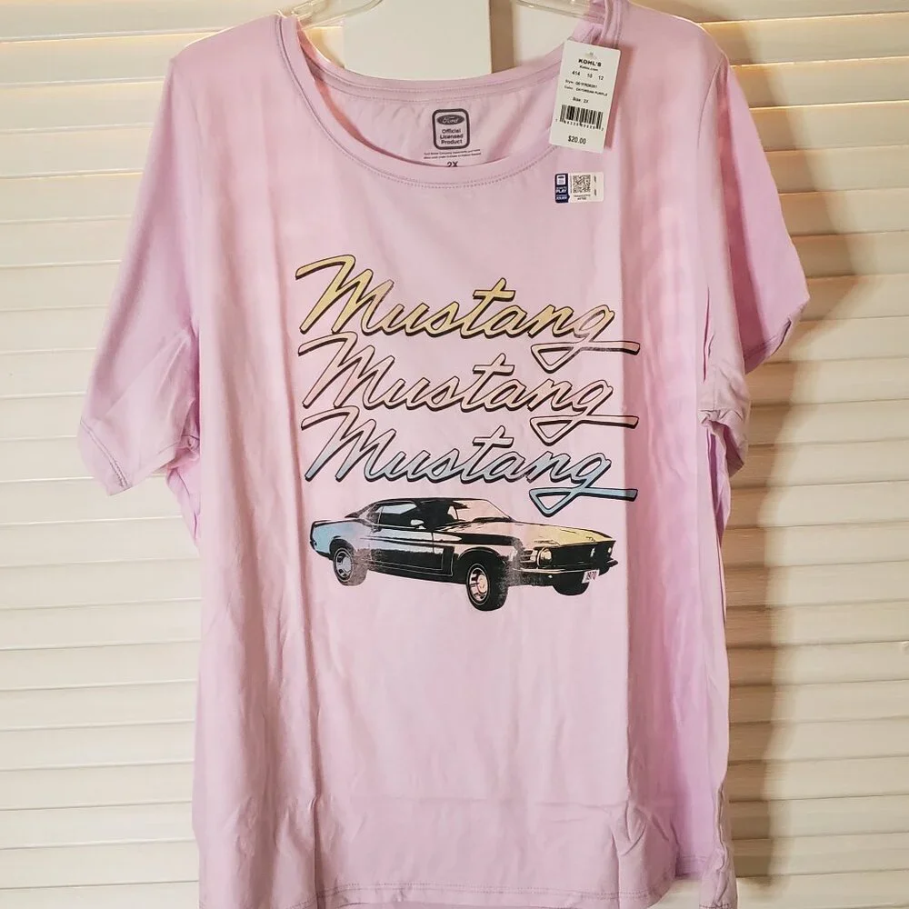 NWT Pink Mustang Womens (2X) Tee - Picture 1 of 12